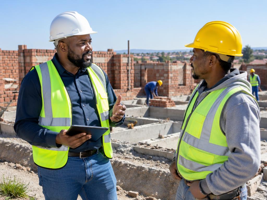 Contractors discussing project delivery